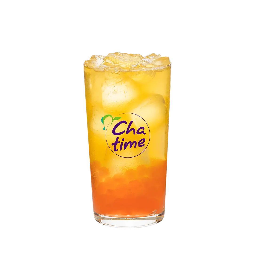 Peach Green Tea with Strawberry Popping Pearls